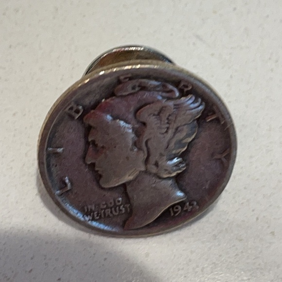Beautiful Vintage 1941 Silver Dime Tie Pin—EUC - Picture 4 of 4